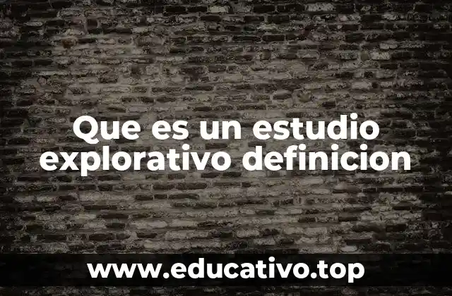 Que es un estudio explorativo definicion