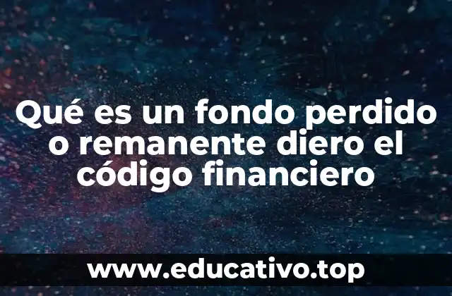 Qué es un fondo perdido o remanente diero el código financiero