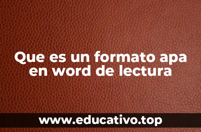 Que es un formato apa en word de lectura