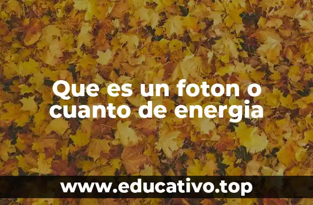 Que es un foton o cuanto de energia