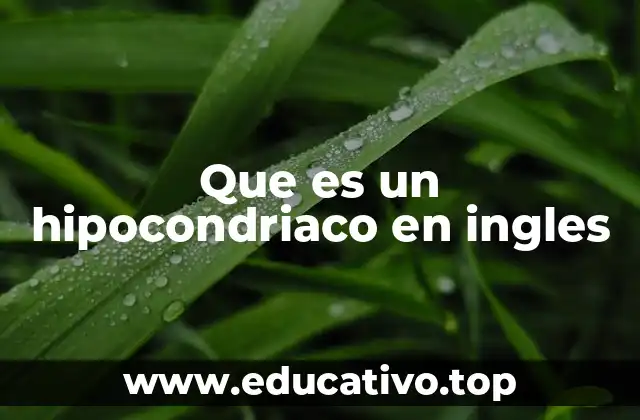 Que es un hipocondriaco en ingles