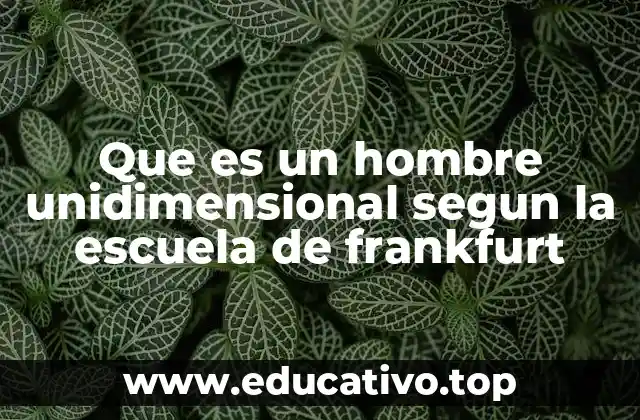 Que es un hombre unidimensional segun la escuela de frankfurt