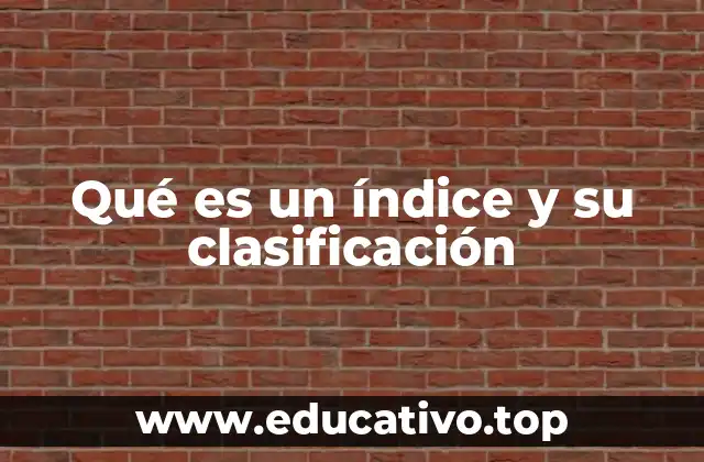 Qué es un índice y su clasificación