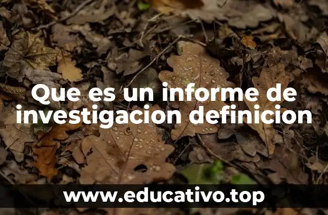 Que es un informe de investigacion definicion