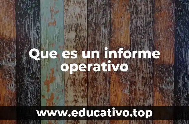Que es un informe operativo
