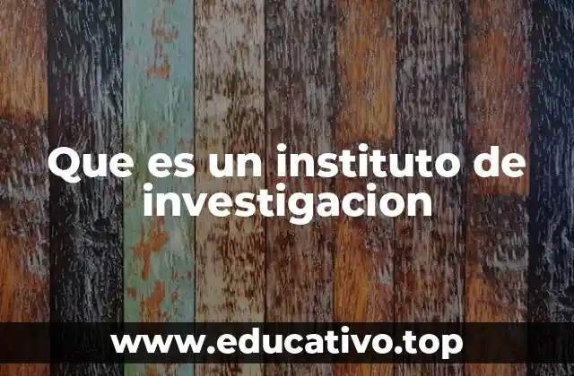 Que es un instituto de investigacion