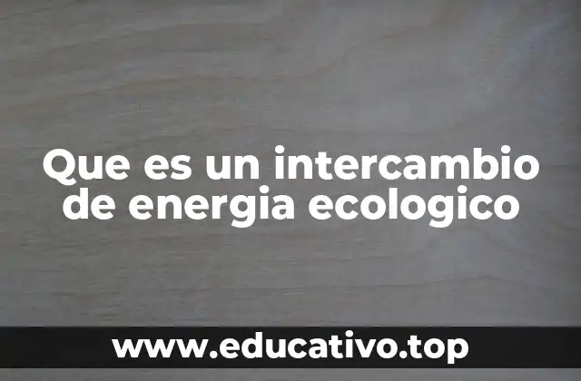 Que es un intercambio de energia ecologico