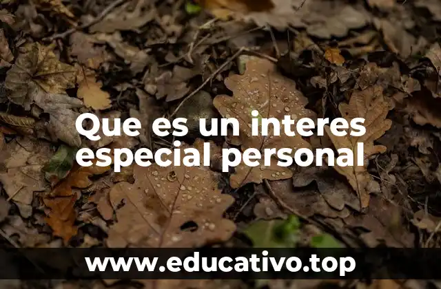Que es un interes especial personal