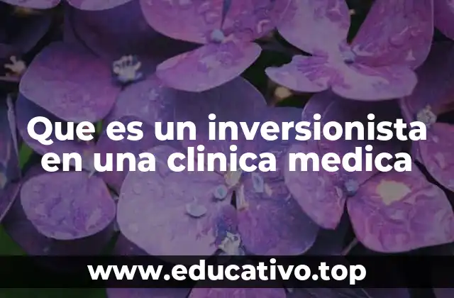 Que es un inversionista en una clinica medica