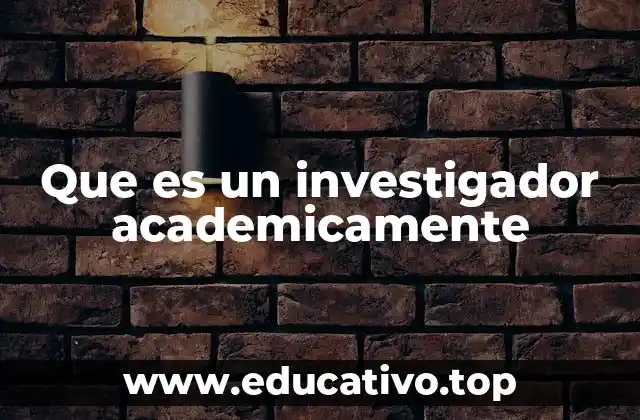 Que es un investigador academicamente