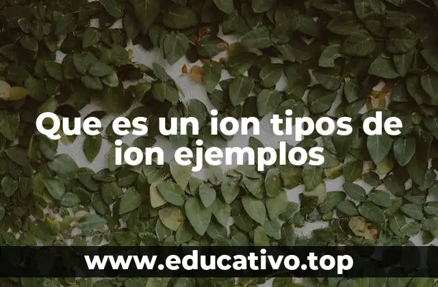 Que es un ion tipos de ion ejemplos