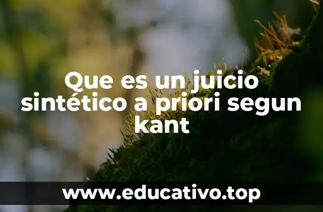 Que es un juicio sintético a priori segun kant