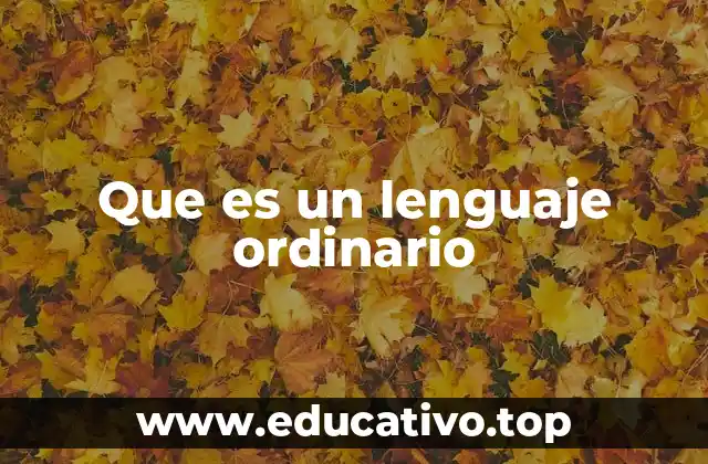 Que es un lenguaje ordinario
