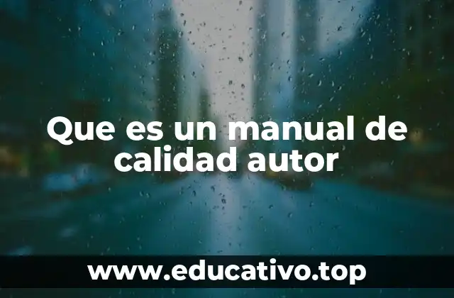 Que es un manual de calidad autor