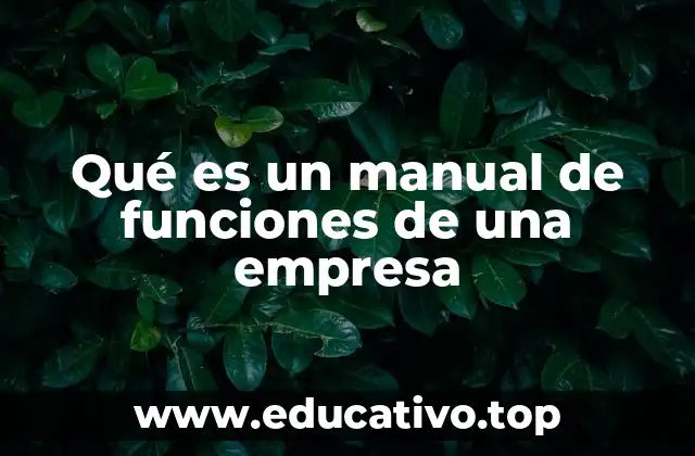 Qué es un manual de funciones de una empresa