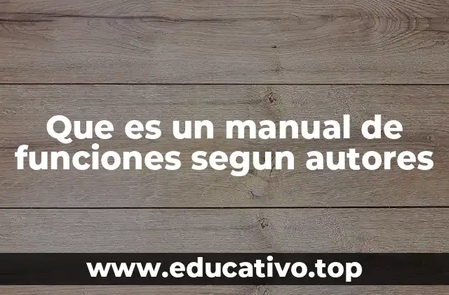 Que es un manual de funciones segun autores