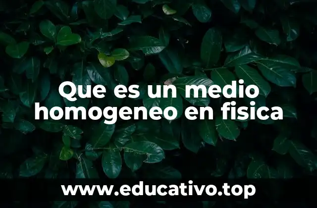 Que es un medio homogeneo en fisica