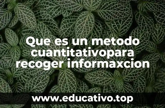 Que es un metodo cuantitativopara recoger informaxcion