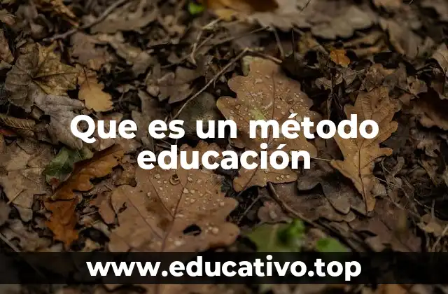 Que es un método educación