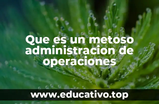 Que es un metoso administracion de operaciones