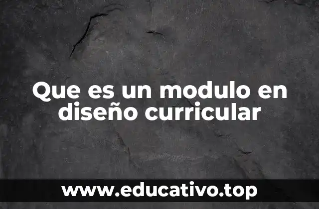 Que es un modulo en diseño curricular