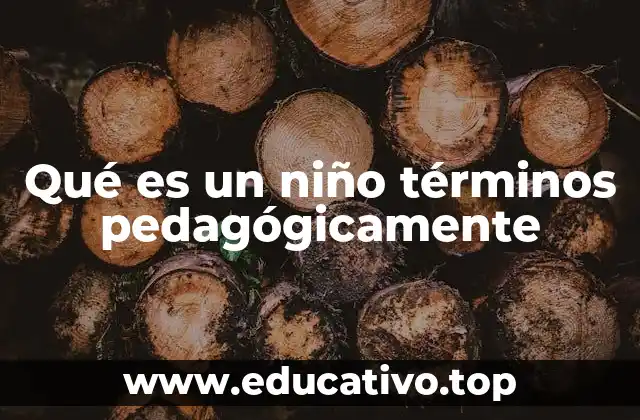 Qué es un niño términos pedagógicamente