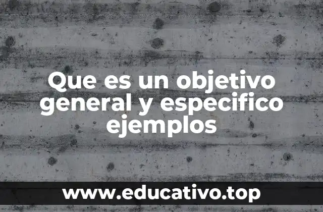 Que es un objetivo general y especifico ejemplos