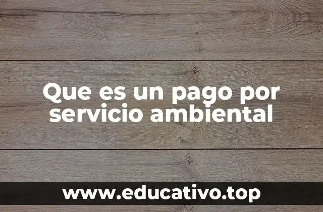 Que es un pago por servicio ambiental