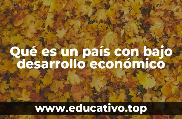 Qué es un país con bajo desarrollo económico