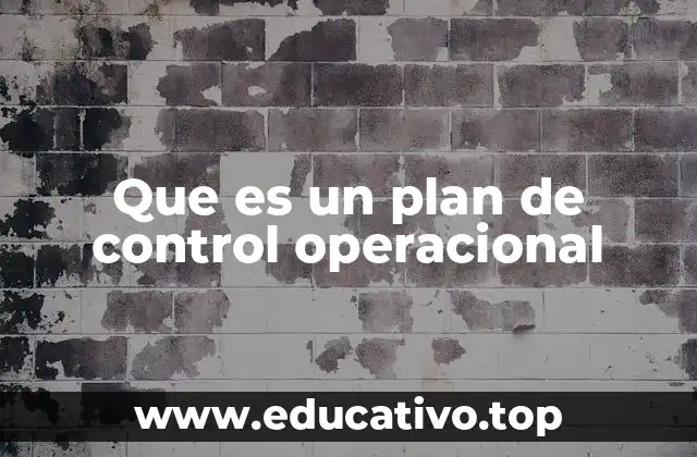 Que es un plan de control operacional