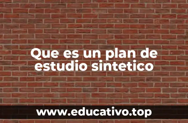 Que es un plan de estudio sintetico