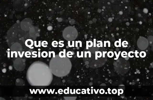 Que es un plan de invesion de un proyecto