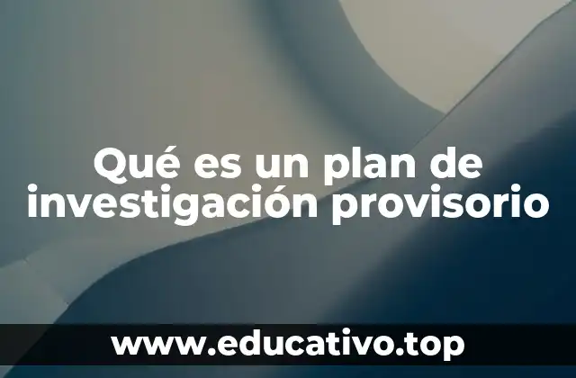 Qué es un plan de investigación provisorio