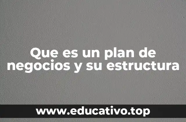 Que es un plan de negocios y su estructura