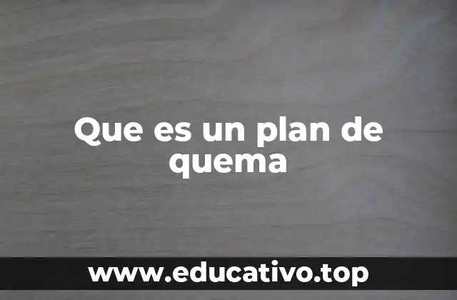Que es un plan de quema