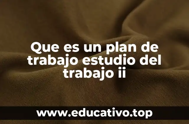Que es un plan de trabajo estudio del trabajo ii