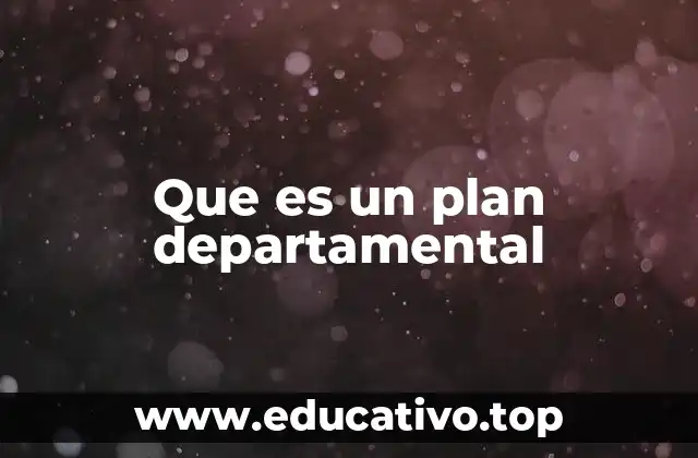 Que es un plan departamental
