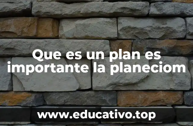 Que es un plan es importante la planeciom