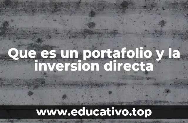 Que es un portafolio y la inversion directa