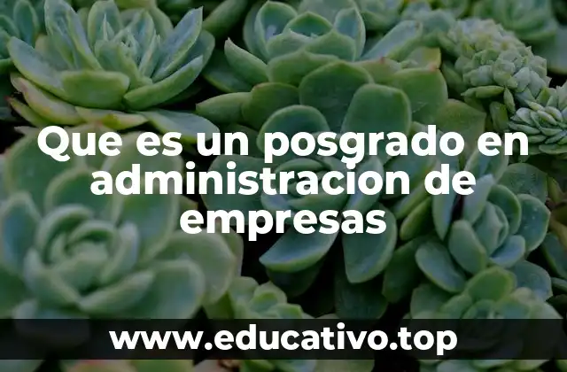 Que es un posgrado en administracion de empresas