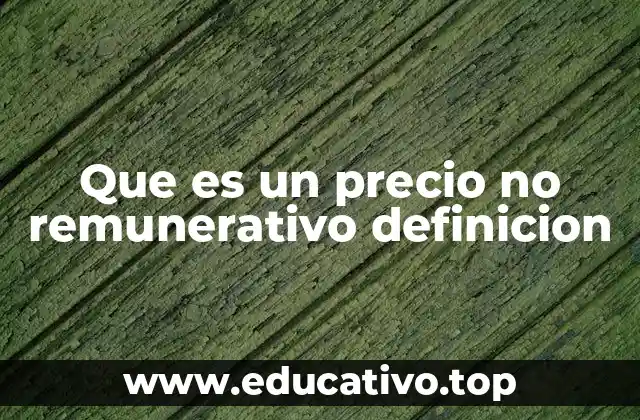 Que es un precio no remunerativo definicion