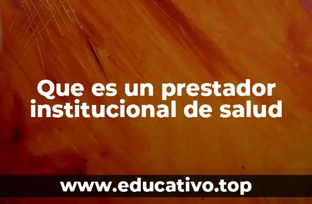Que es un prestador institucional de salud