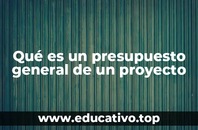 Qué es un presupuesto general de un proyecto
