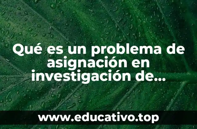 Qué es un problema de asignación en investigación de operaciones