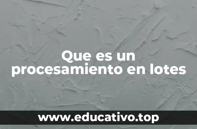 Que es un procesamiento en lotes