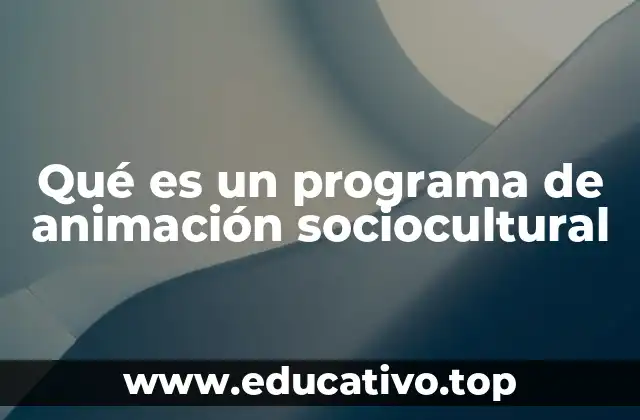Qué es un programa de animación sociocultural