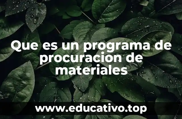 Que es un programa de procuracion de materiales