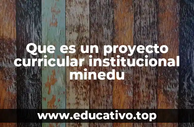 Que es un proyecto curricular institucional minedu