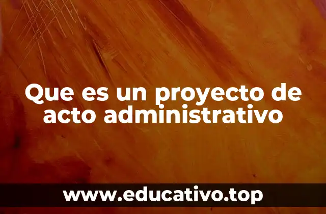 Que es un proyecto de acto administrativo