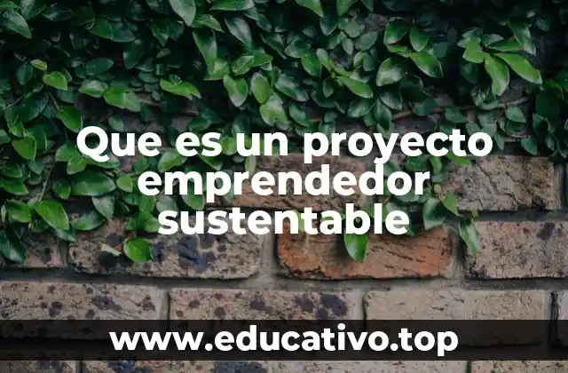 Que es un proyecto emprendedor sustentable